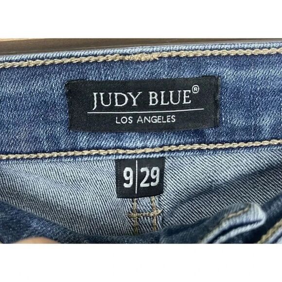 Judy Blue Jeans Size 9/29 Womens Slim Fit 9” Rise Dark Wash Blue Denim - Picture 7 of 14